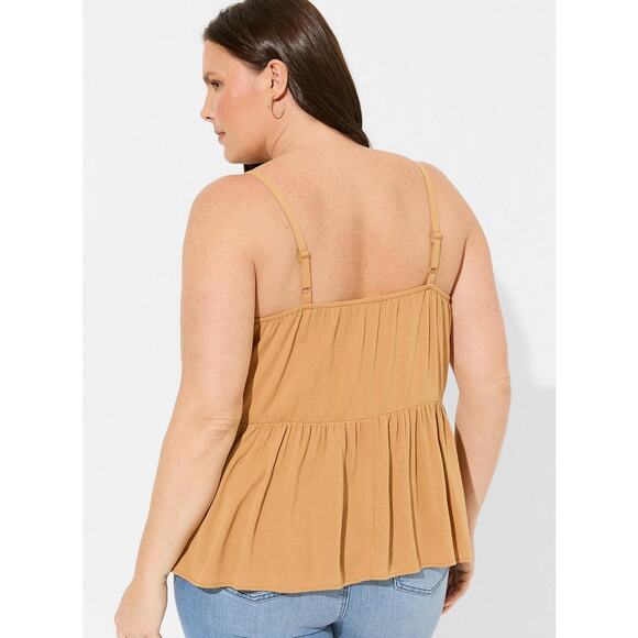 Torrid 1X 1 14-16 Washable Crinkle Gauze Sleeveless Crochet Tank - Picture 2 of 3